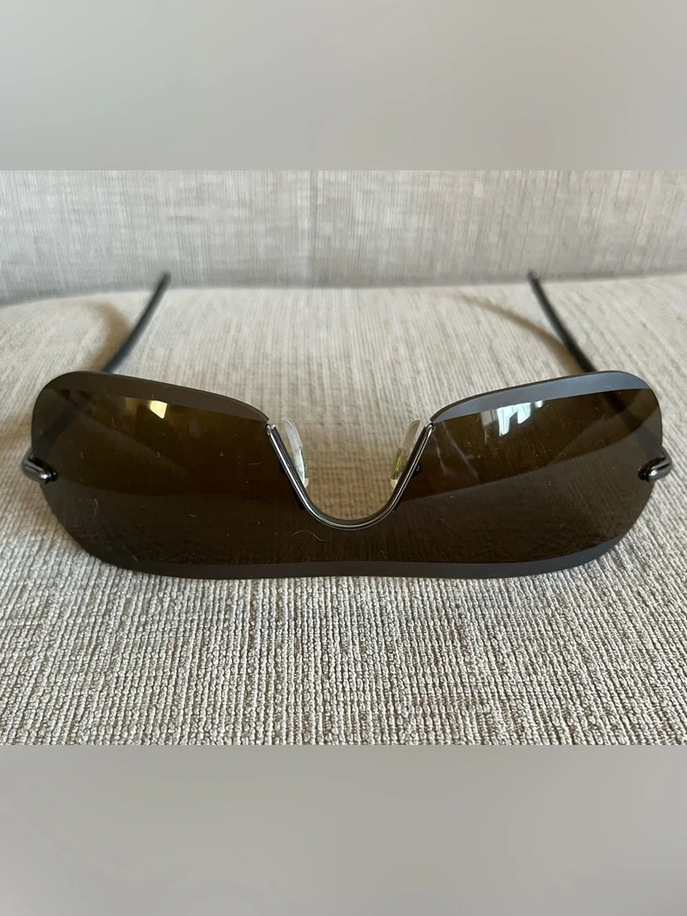 Giorgio Armani Vintage Rimless Shield Sunglasses Y2K Made In Italy